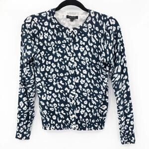 NWT Banana Republic Blue Cheetah Print Button Down Cardigan Sweater
